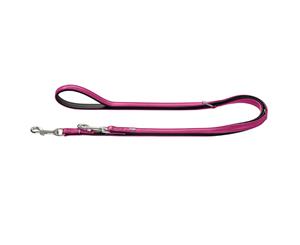 Hunter Premium Capri Leather Dog Training Lead 3-Way Adjustable - Raspberry/Black