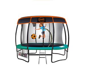 Kahuna Trampoline 12 ft with Basket ball set and Roof-Green