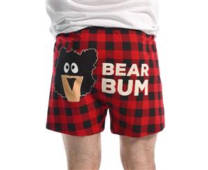 Lazy One B711 Bear Bum Red Plaid Loose Boxer - Red