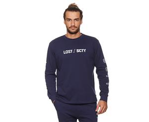 Lost Society Men's 3 Star Crew - Navy