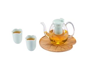 Lotus and Fish Tea Set 1.4L Natural Cyan