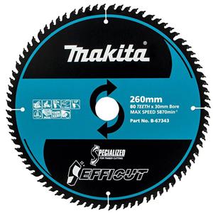 Makita 260mm 80T TCT Circular Saw Blade for Wood Cutting - Mitre Saws - EFFICUT