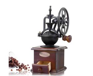 Manual Coffee Grinder Vintage Retro Wood Hand Wheel Mill Bean Nut Grinding