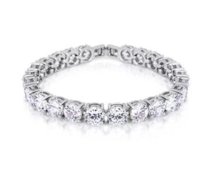 Marilyn M Tennis Bracelet Medium-White Gold/Clear