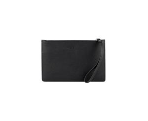 Mocha Large Jane Leather Clutch - Black