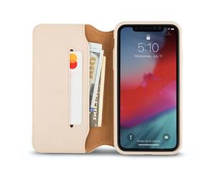 Moshi Overture Premium Vegan Leather Folio-Style Wallet Case For iPhone XR - Savanna Beige