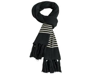 Myrtle Beach Adults Unisex Stripey Fine Knitted Scarf (Black/Sand) - FU836