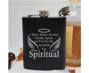 Novelty Engraved Black Hip Flask - Spiritual