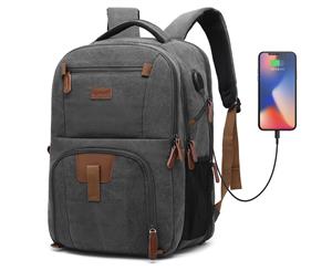 POSO Laptop Backpack 17.3 Inch Computer Bag-Canvas Grey