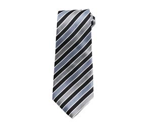 Premier Tie - Mens Candy Stripe Work Tie (Black/Grey) - RW1157