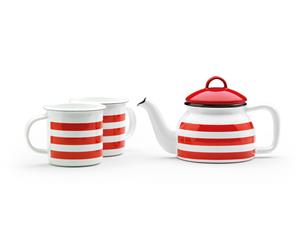 Prestige Red Stripe Teapot and Mug Set