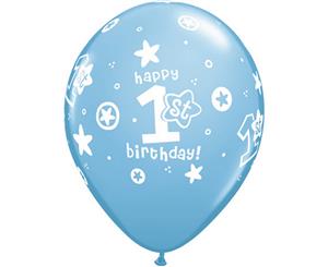 Qualatex Boys 11In Circle Stars Latex Balloon (Pack Of 25) (Blue) - SG15812