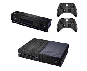 REYTID Console Skin / Sticker + 2 x Controller Decals & Kinect Wrap Compatible with Microsoft Xbox One - Full Set - Black Wood Effect - Black