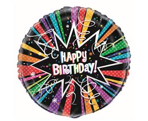 Rainbow starburst Happy Birthday 45cm Foil Balloon Packaged