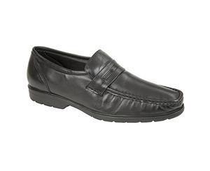 Roamers Mens Memory Foam Moccasin Slip On Shoes (Black) - DF1110