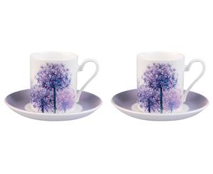 Roy Kirkham Set of 2 Alliums Coffee Can Cups & Saucers