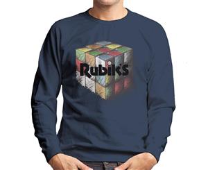 Rubik's Colourful Drawn Cube Men's Sweatshirt - Navy Blue