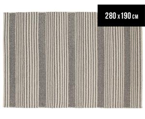 Rug Culture 280x190cm Braided Design Flatweave Rug - Silver