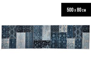 Rug Culture 500x80cm Palais Vintage Look Persian Floral Motif Runner - Dark Blue