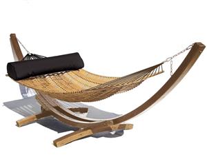 Santai Dreamweaver Outdoor Teak Timber Hammock Daybed And Stand - Outdoor Teak Lounge