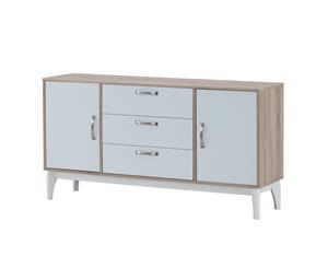 Scandinavian Montero Multi Function Cabinet/Buffet Sideboard with 3 Drawers - Sonoma Oak and White