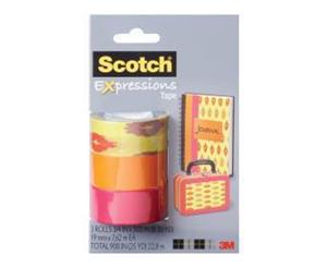 Scotch Expressions Tape Removable .75&quotX300" 3/Pkg Sherbert Orange And Pink