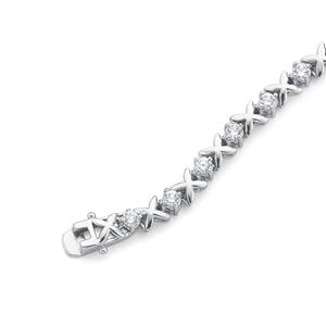 Silver Cubic Zirconia Kiss Bracelet