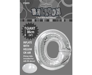 Silver O Alphabet Foil Balloon 86cm