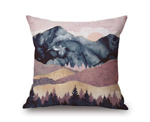 Simple Colored Landscape Painting on Cotton&linen Pillow Cover 84405