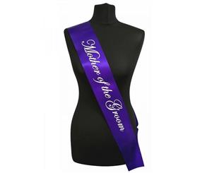 Single Layer Purple With White Satin Mother of the Groom Night Party Text Sash Banner 160cm x 80cm x 10cm