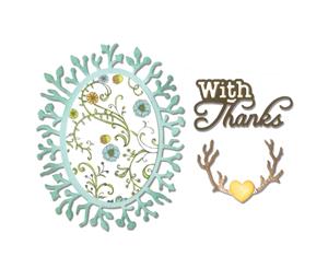 Sizzix Thinlits Dies 5/Pkg-With Thanks Phrase & Frame