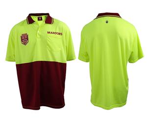 State of Origin QLD Queensland Maroons NRL Short Sleeve HI VIS Polo Work