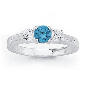 Sterling Silver Blue Cubic Zirconia Dress Ring