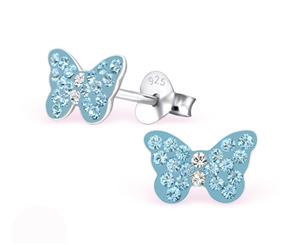 Sterling Silver Kids Butterfly Stud earrrings made with Swarovski Crystal