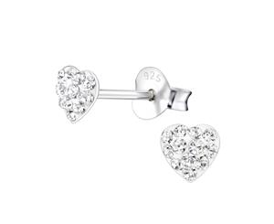 Sterling Silver Kids Crystal Heart Stud earrrings made with Swarovski Crystal