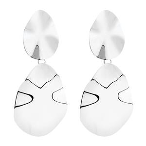 Sterling Silver Pear Drop Stud Molten Earrings