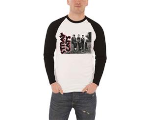 Stray Cats T Shirt Band Photo Logo Official Mens Long Sleeve Baseball - White