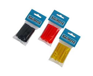 Swimerz Assist Hook Sleeves 6mm Shrink Tube Black Yellow & Red 50mm. Qty 45.