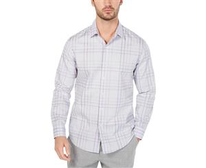 Tasso Elba Mens Plaid Button-Down Dress Shirt