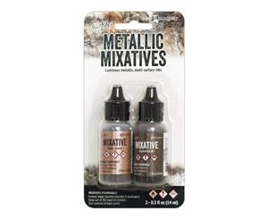 Tim Holtz Alcohol Ink Metallic Mixatives .5oz 2 pack Rose Gold & Gunmetal