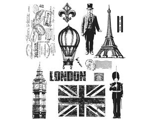 Tim Holtz Cling Stamps 7&quotX8.5"-Paris To London