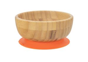 Tiny Dining Children's Bamboo Cereal / Dessert Bowl with Stay Put Suction - Orange