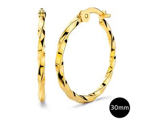 Twisted Hoop Earrings 30mm|Yellow Gold