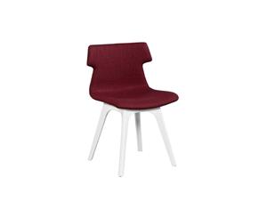 Wave Fabric Chair - Dart Base White - burgundy upholstered