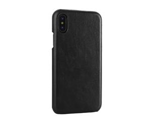 iPhone XS MAX Case Black Elegant Genuine Leather Back Shell Cover