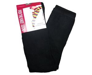 10x Over The Knee Socks Plain Striped High Thigh Ladies Long Stocking Bulk Price - Black - Black