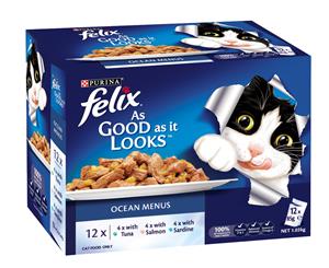 12 x FELIX As Good As It Looks Cat Food Ocean Menu 85g