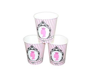 12pce Pink Princess Theme Party Paper Cups 200ml for Birthday Parties