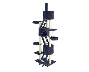 244cm Multi Level Cat Tree Trees Scratching Post Scratcher Tower Condo House Furniture Grey