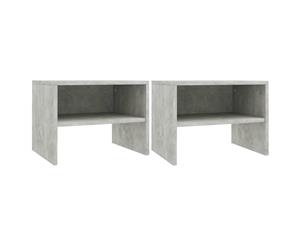 2x Bedside Cabinet Concrete Grey Chipboard Bedroom Nightstand End Table